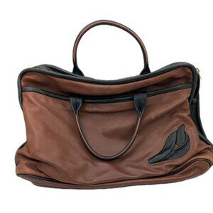 vtg.Mowen Leather Hand bag leather brown Retro office core  17"x9. 5" no strap